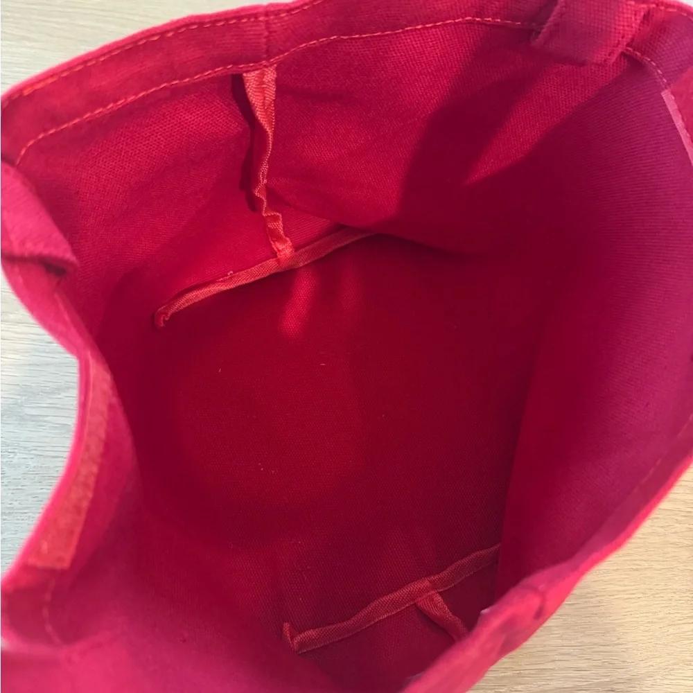 Prada Red Tote Bag with Gold Logo and Trapezoidal Shape - Picture 3 of 5